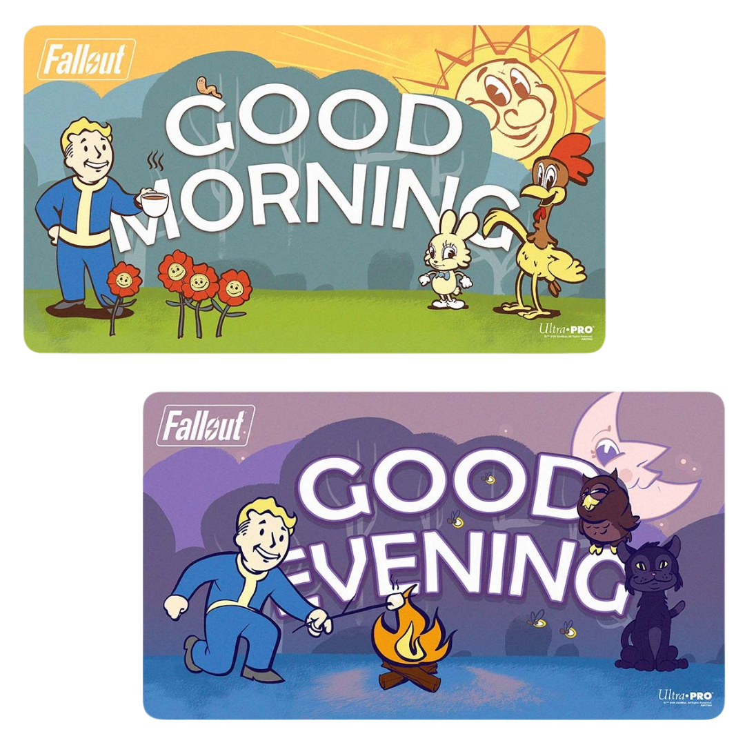 Ultra Pro Fallout Vault Boy Good Morning Good Evening double sided playmat for tabletop gaming