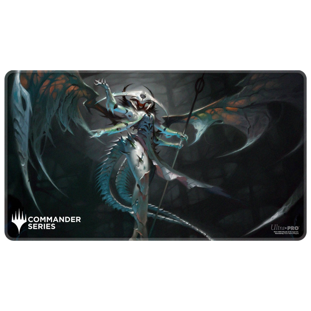 Ultra Pro MTG Commander Series Atraxa Stitched playmat with Praetors' Voice artwork, stitched edges, and non-slip rubber base for Magic: The Gathering