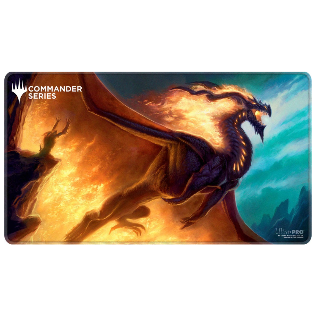 Ultra Pro MTG Commander Series Prossh Stitched playmat with legendary dragon art, stitched borders, and non-slip backing for Magic: The Gathering games