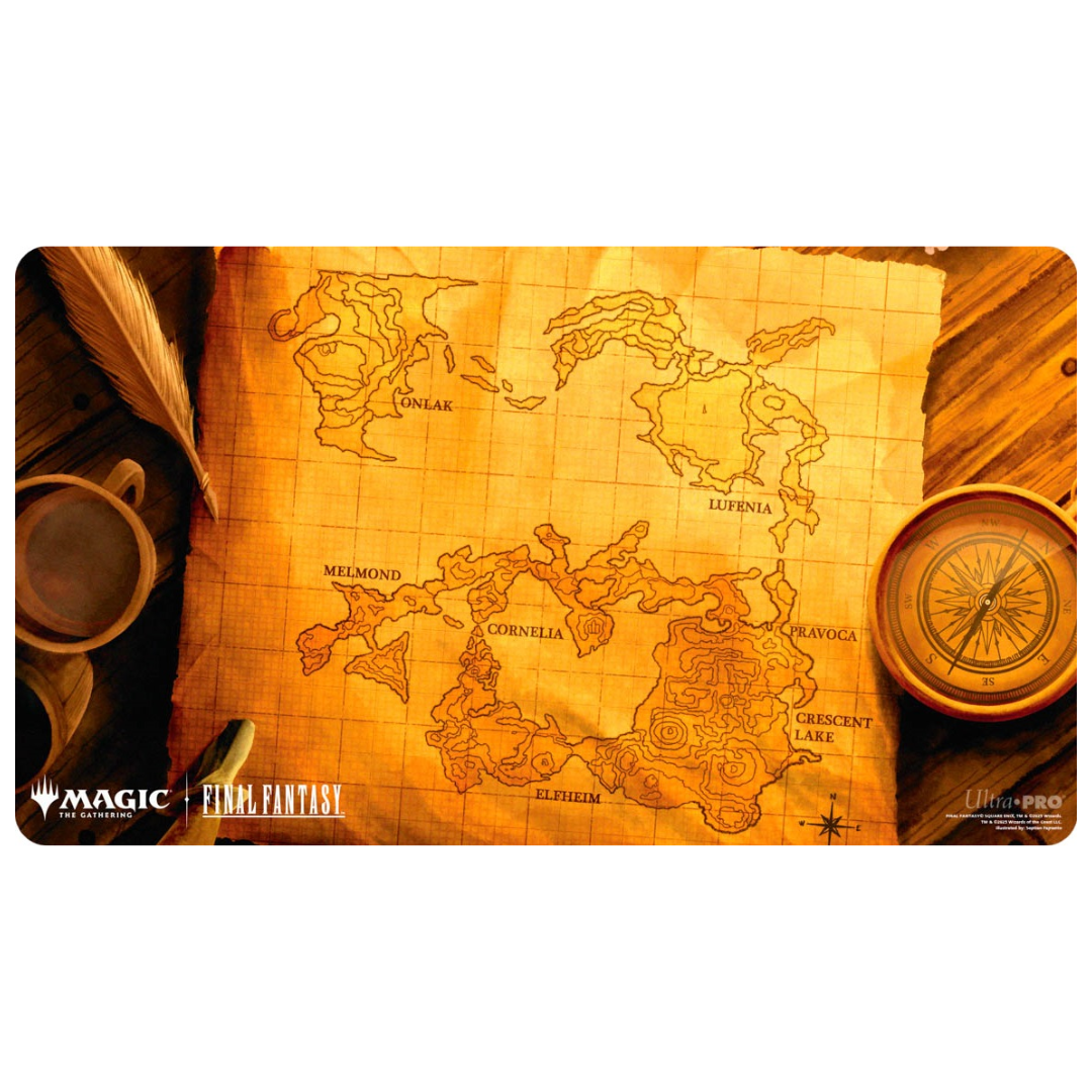 Ultra Pro MTG Final Fantasy World Map playmat with stitched edges and rubber base