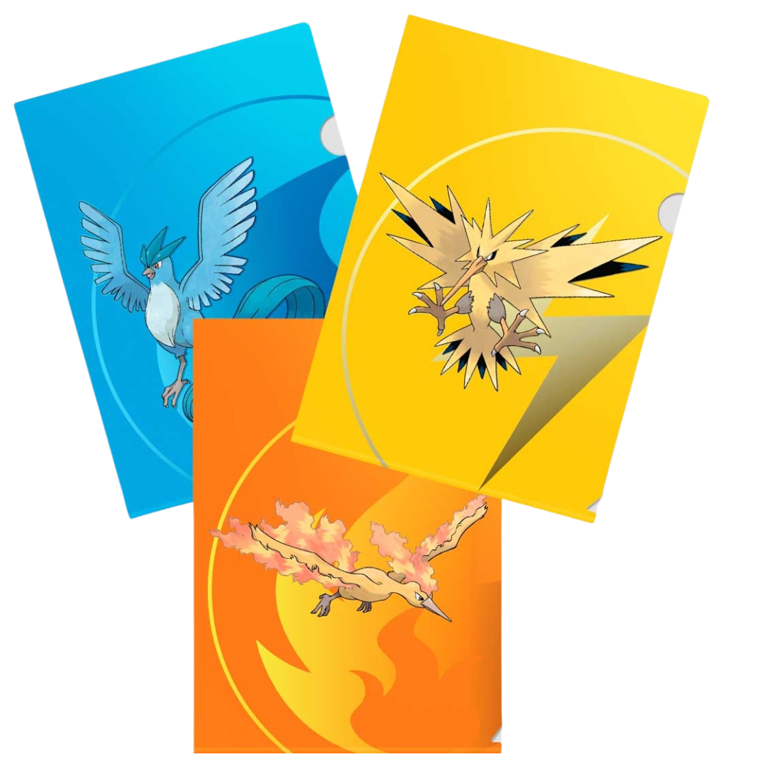 Ultra Pro Pokémon Tournament Folios 3-Pack with Articuno, Moltres, and Zapdos designs, single-pocket card display folders for TCG players and collectors.