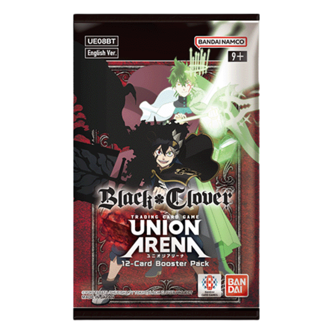 Union Arena Black Clover Booster Pack, trading card game pack with characters and abilities from the Black Clover anime series for TCG collectors and players.