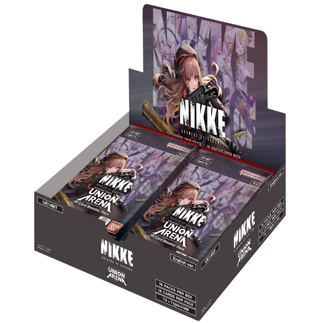 Union Arena Goddess of Victory Nikke Booster Display box featuring character artwork
