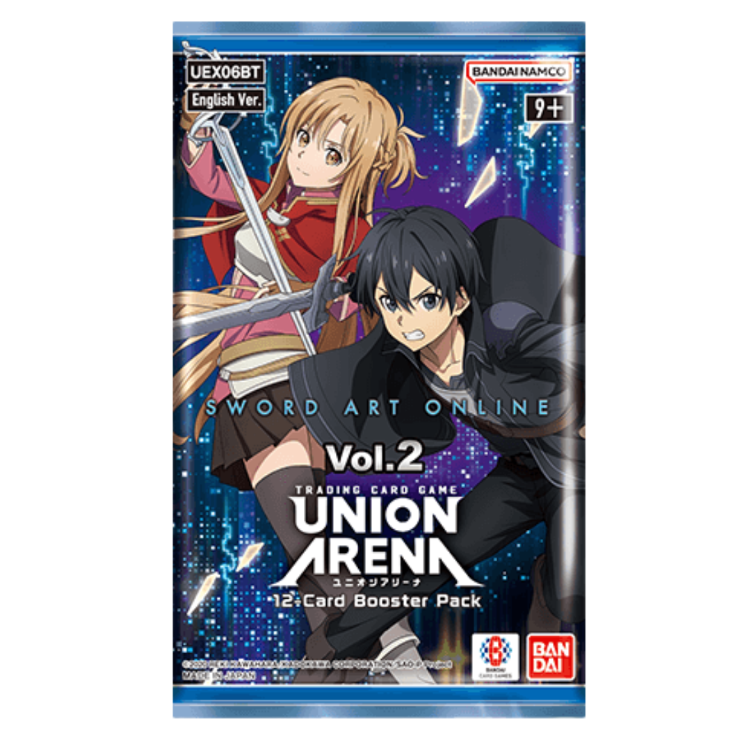 Union Arena Sword Art Online Volume 2 booster pack featuring Kirito and Asuna artwork