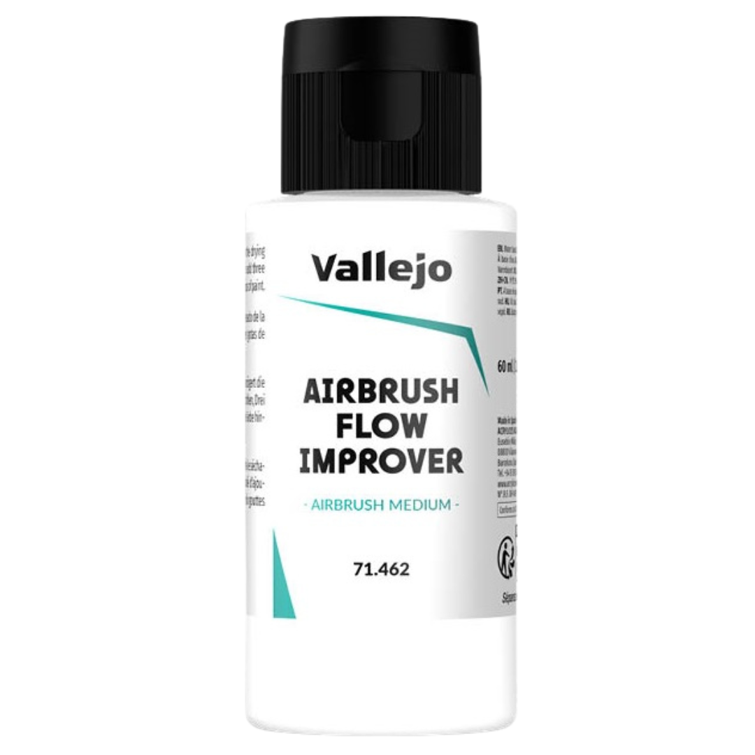 Vallejo Airbrush Flow Improver – 60ml acrylic medium to improve paint flow and reduce drying in airbrushing