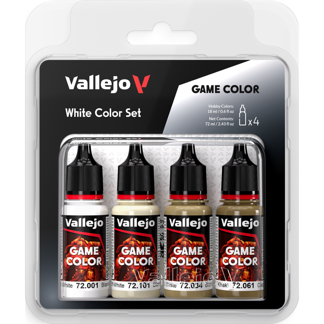 Vallejo Game Color White Color Set of 4 acrylic paints for miniature painting and scale models