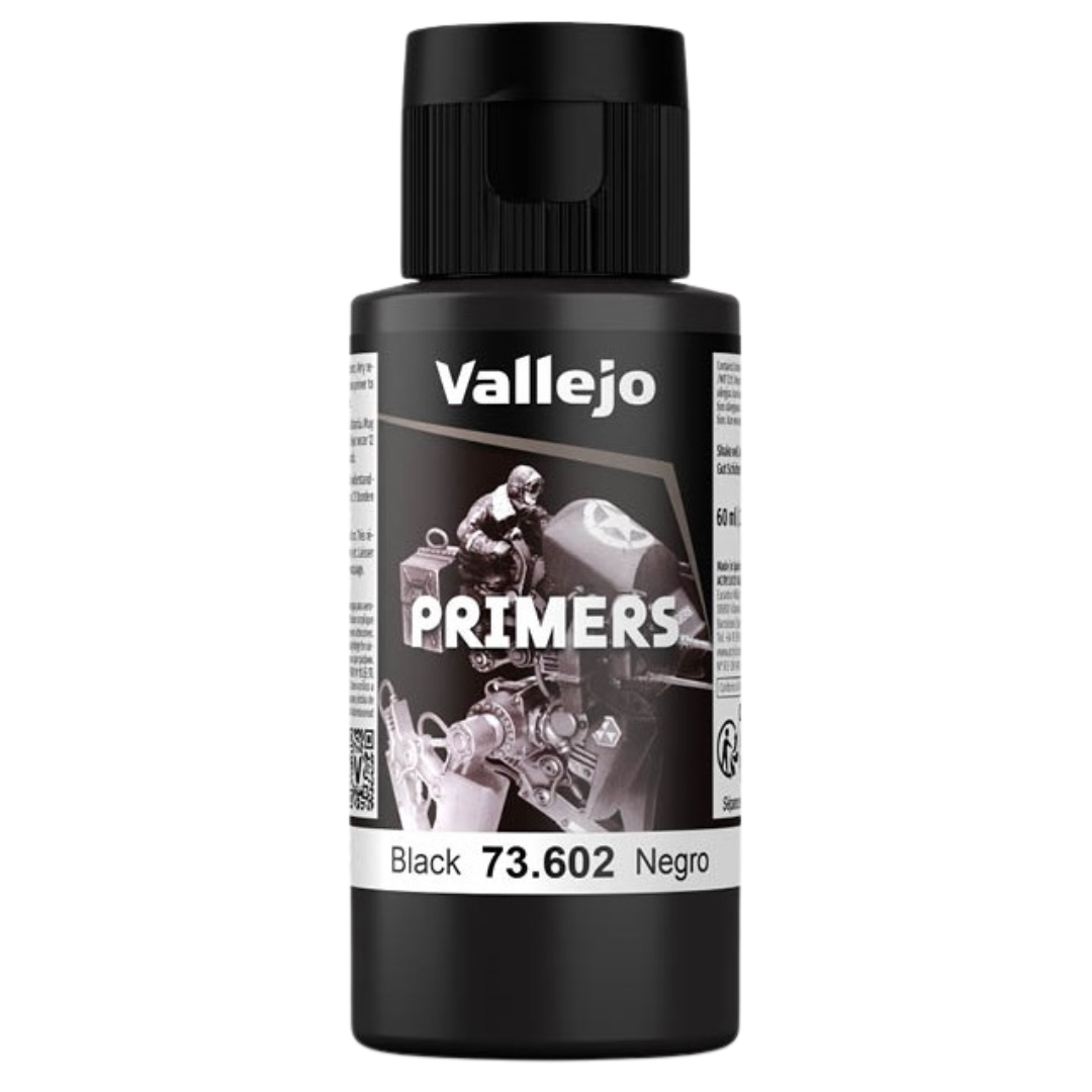 Vallejo Surface Primer Black 60ml bottle for miniature and model painting.