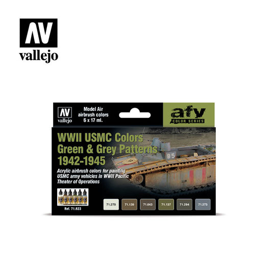 Vallejo - AFV Color Series - WWII USMC Green & Grey Patterns - Set of 6