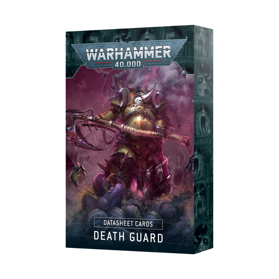 Warhammer 40K Death Guard Datasheet Cards, quick-reference unit cards featuring rules and abilities for Nurgle’s plague-ridden forces in tabletop battles.