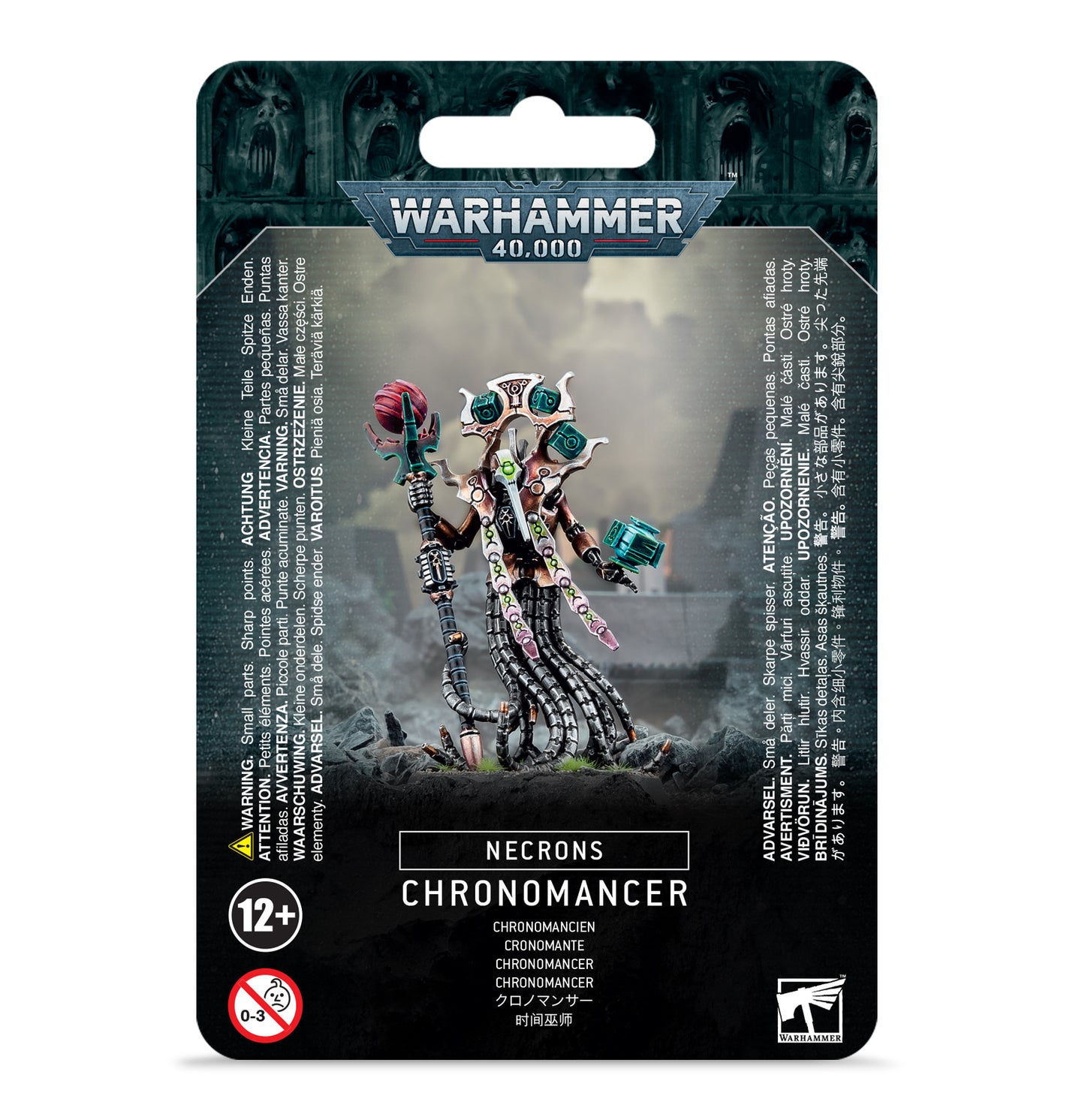 Chronomancer for Necrons, customizable with 3 head options and aeonstave or entropic lance, supplied with a 40mm round base.