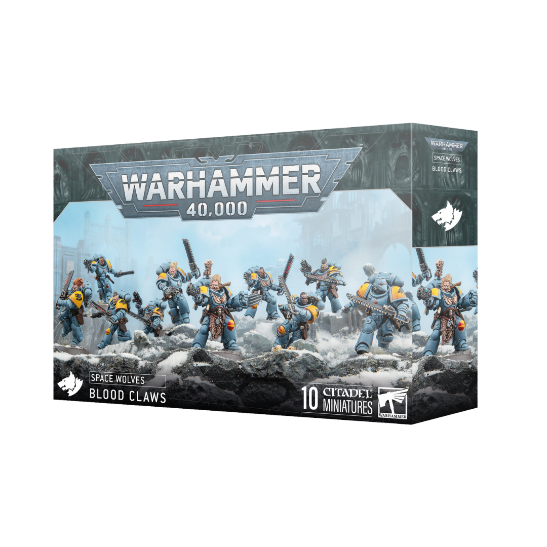 Space Wolves Blood Claws 10‑model plastic kit with weapon and accessory options