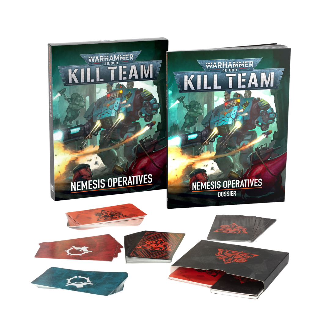 Warhammer 40k Kill Team Nemesis Operatives expansion with dossier cards and mission accessories