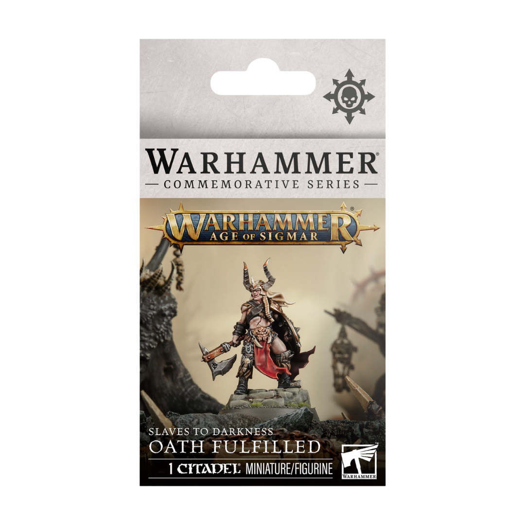Warhammer Age of Sigmar Slaves to Darkness Oath Fulfilled commemorative Warqueen miniature in retail packaging
