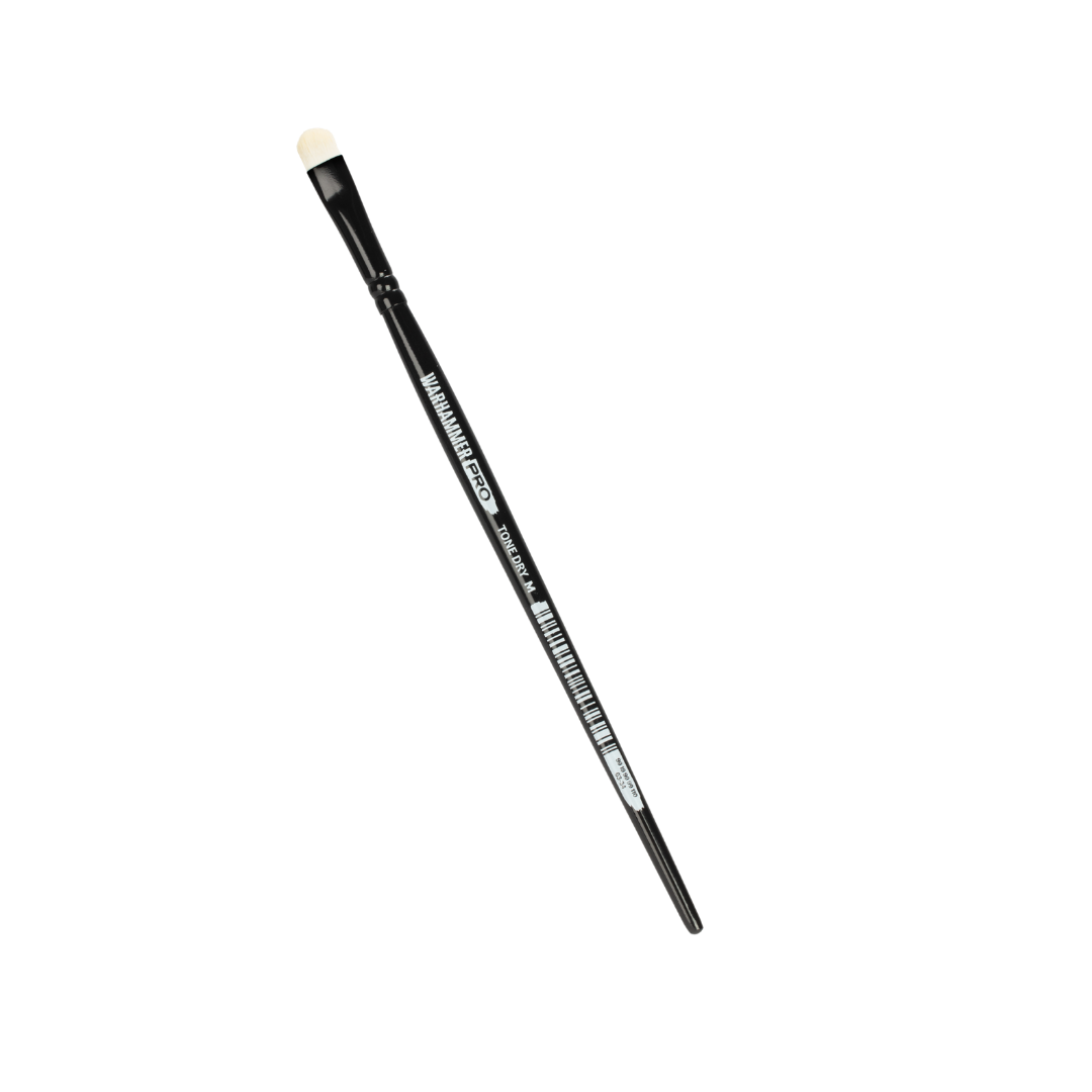 Warhammer Paint Tone Pro Drybrush Medium with soft synthetic bristles for highlighting tabletop miniatures