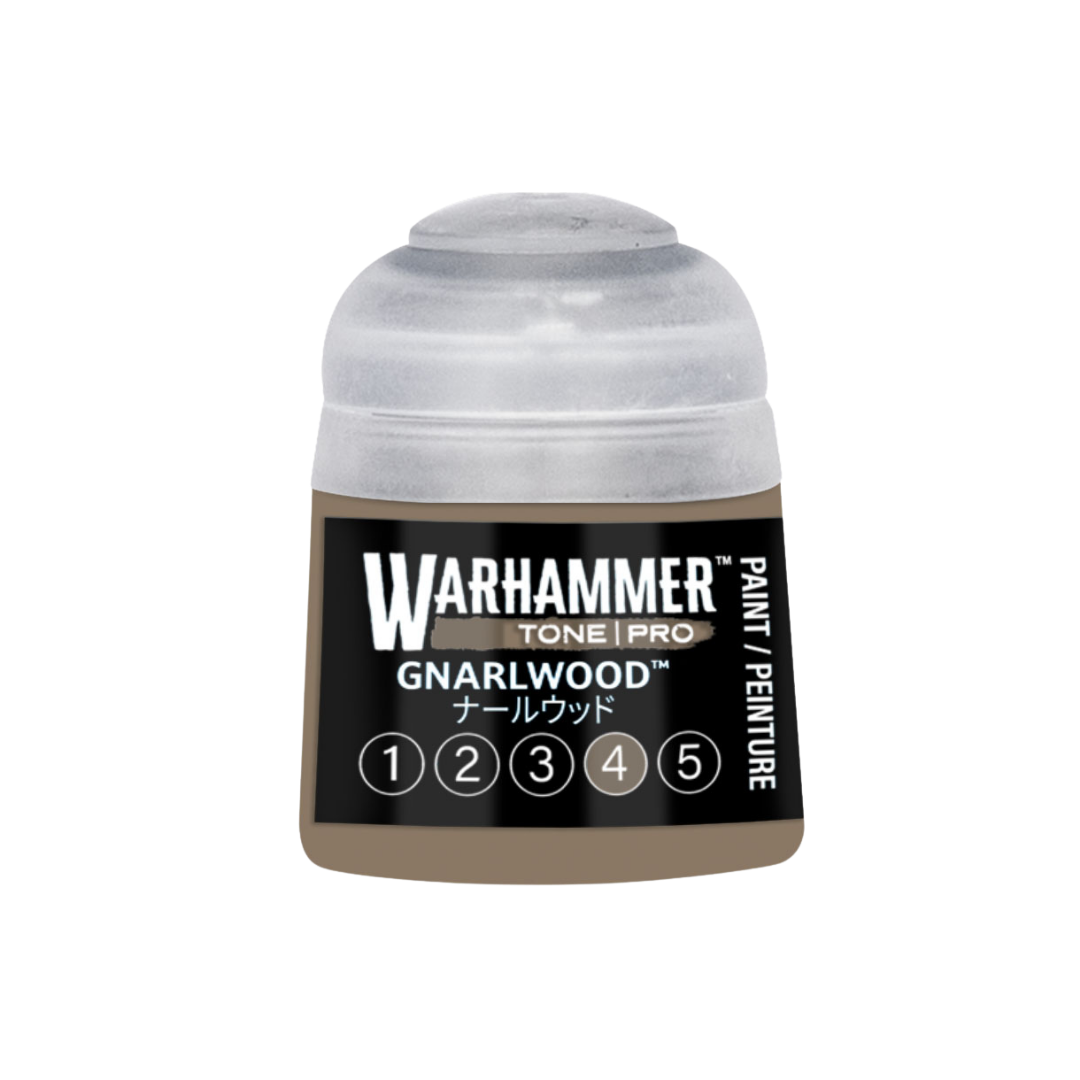 Warhammer Tone Pro Gnarlwood 12 ml miniature paints in five coordinated tones from dark to light.
