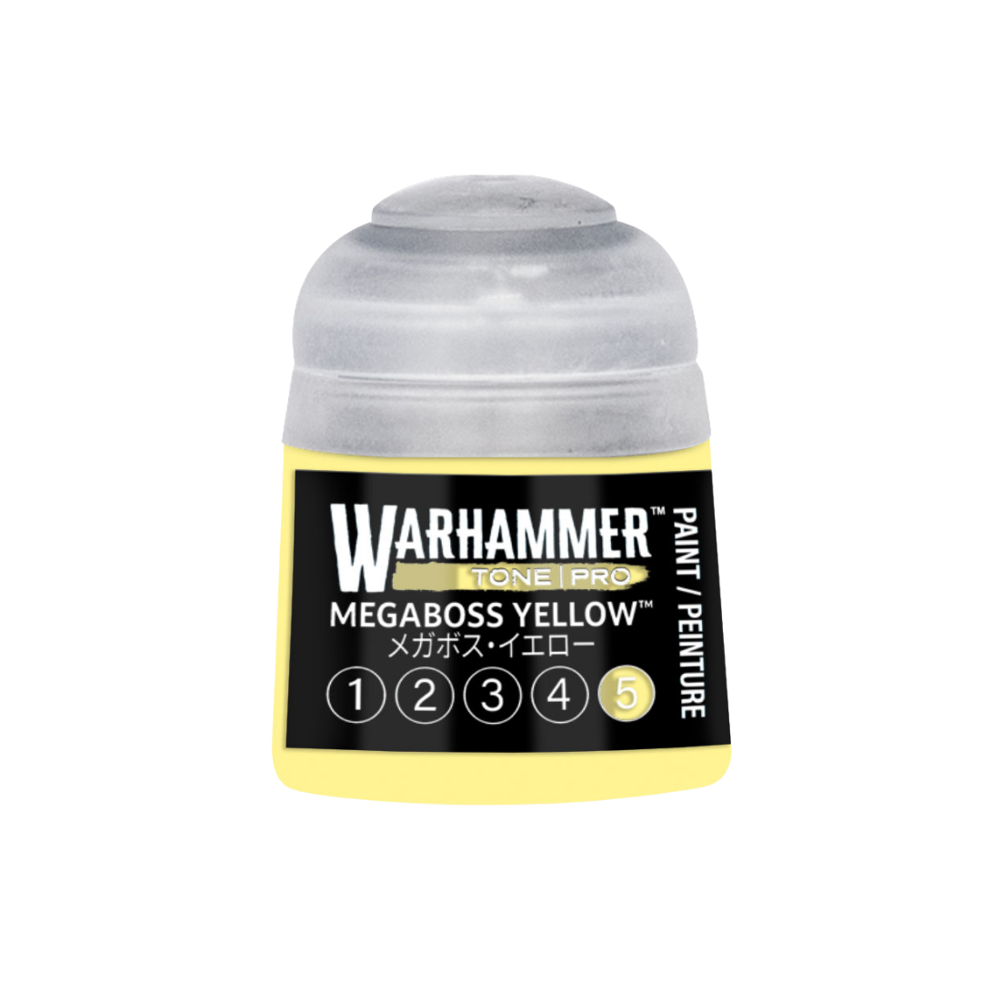 Warhammer Tone Pro Megaboss Yellow 12 ml miniature paints in five coordinated tones from dark to light.