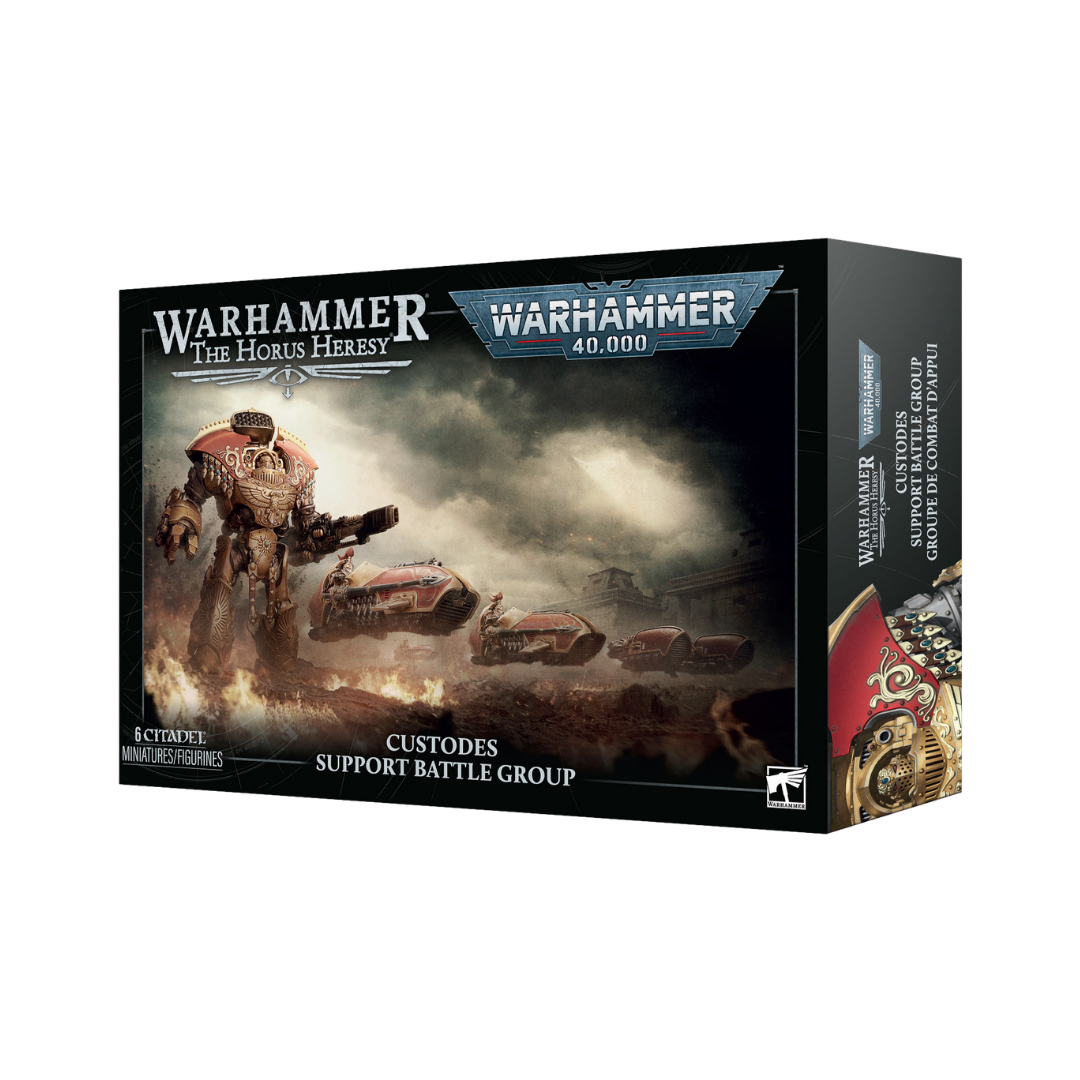Custodes Support Battle Group with a Telemon Dreadnought, four Gyrfalcon Jetbikes, and Pallas Grav-attack.