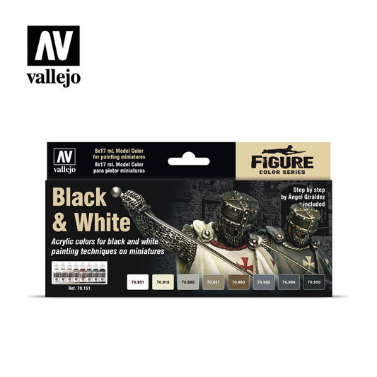 Vallejo - Model Color - Black And White - Set of 8
