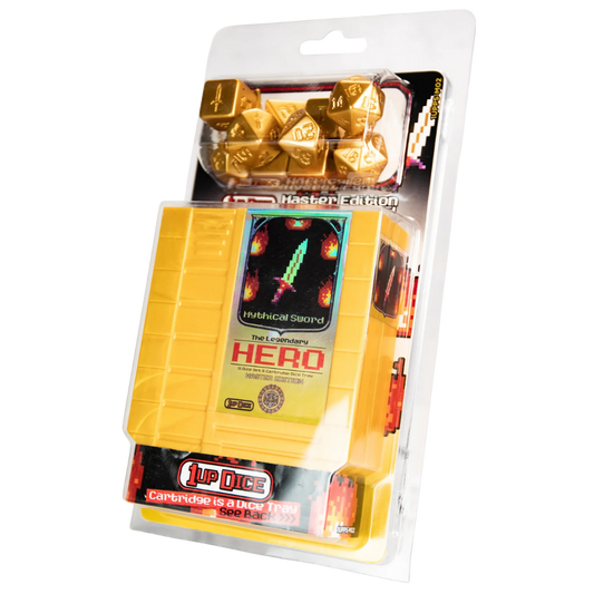 Infinite Black 1UP Dice Master Edition Mythical Sword set with magnetic rolling tray and fabric dice bag