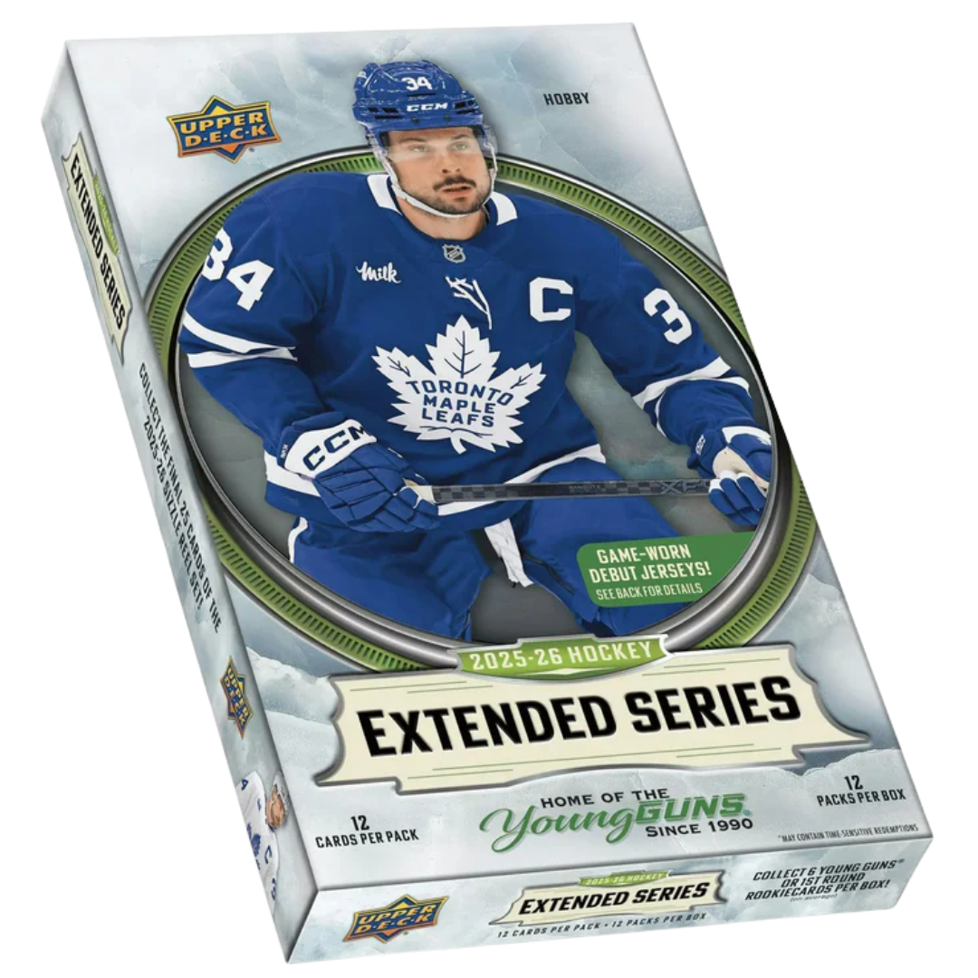 2025-26 Upper Deck Extended Hockey Hobby Box with Young Guns rookies and NHL trading cards