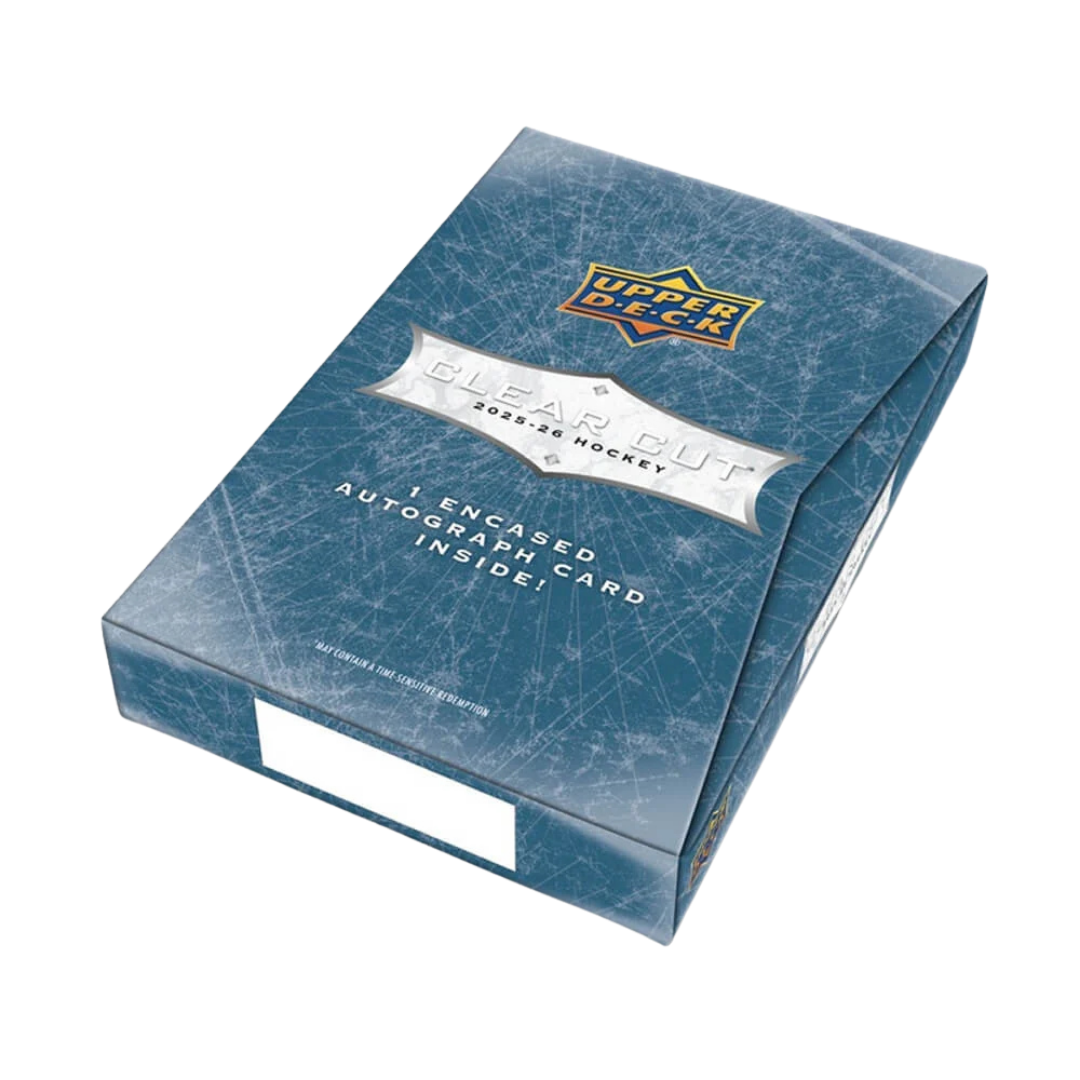 2025-26 Upper Deck Clear Cut Hockey box with one encased hard-signed autograph card.