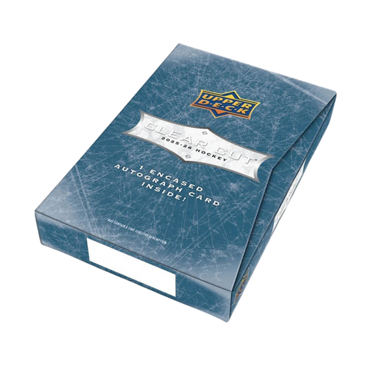 2025-26 Upper Deck Clear Cut Hockey box with one encased hard-signed autograph card.