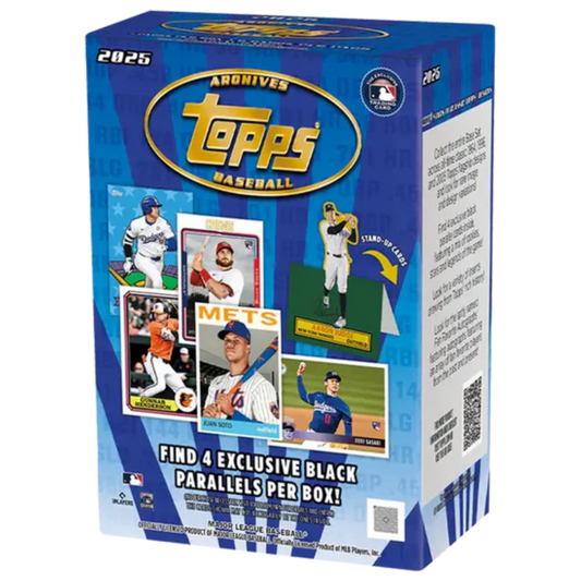 2025 Topps Archives Baseball Value Blaster Box sealed retail box featuring classic Topps card designs