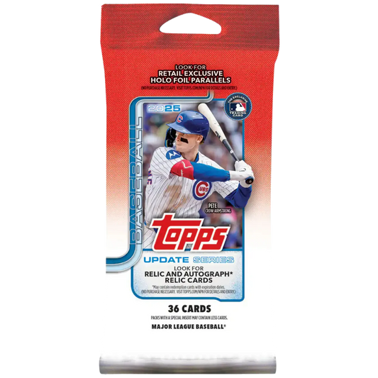 2025 Topps Chrome Update Series Fat Pack sealed jumbo value pack with 36 MLB baseball cards