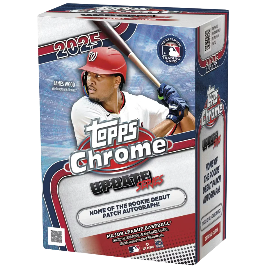 2025 Topps Chrome Baseball Update Series Blaster Box sealed retail box front view