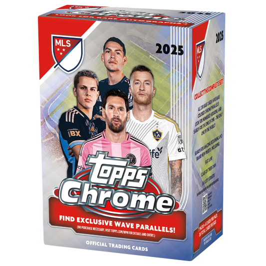 2025 Topps Chrome MLS Soccer Value Blaster Box with packs and exclusive parallels