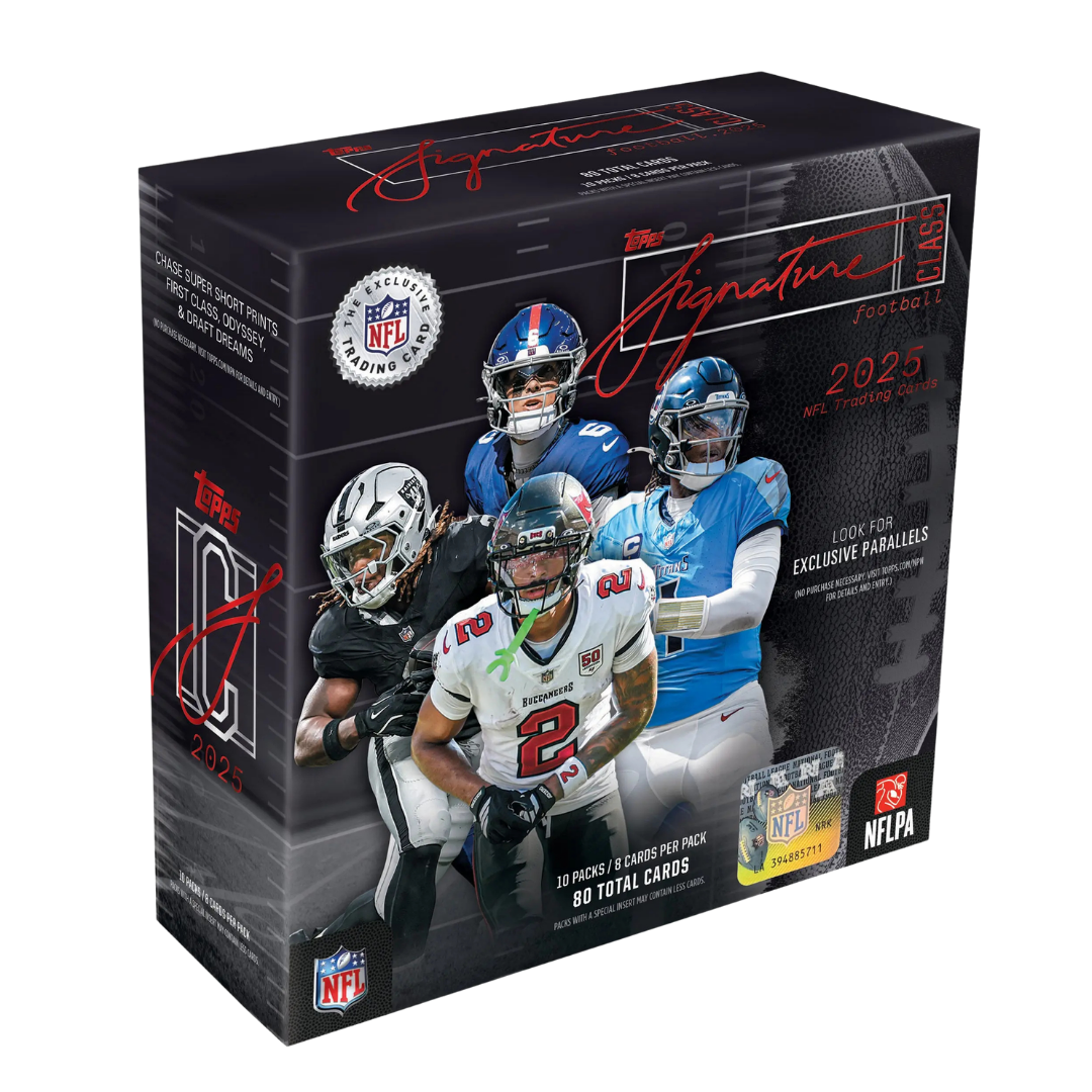 2025 Topps Signature Class Football Mega Box with rookie cards autographs and football trading card packs