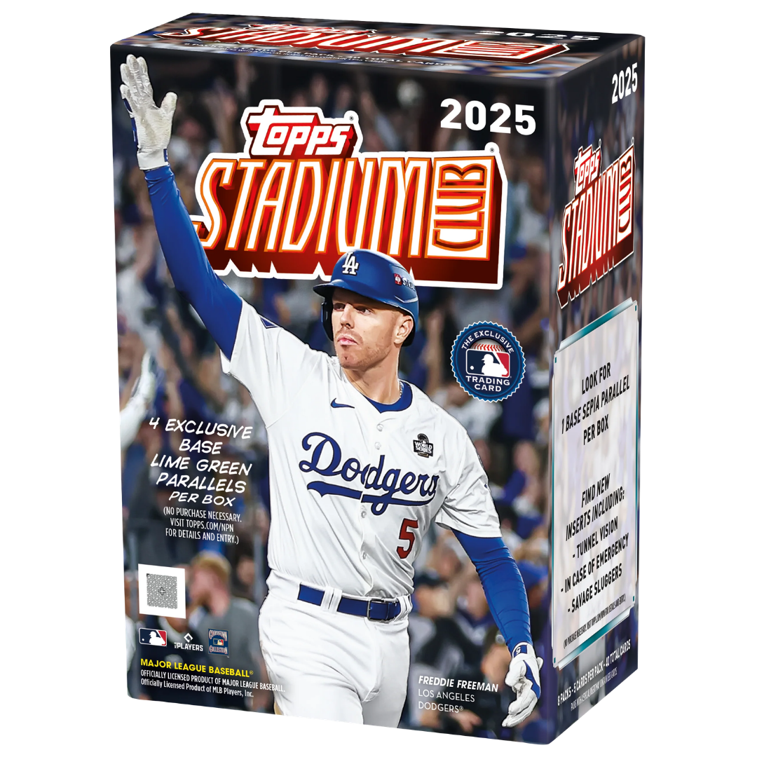 2025 Topps Stadium Club Baseball Value Blaster Box sealed trading cards retail box with MLB players and Lime Green parallels