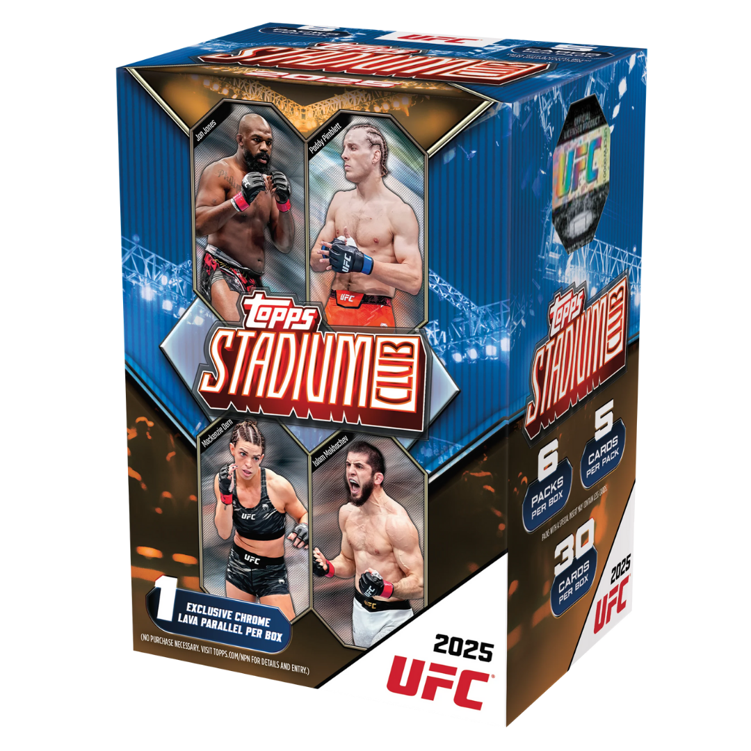 2025 Topps Stadium Club UFC Value Blaster Box featuring UFC fighters and exclusive Chrome Lava parallel