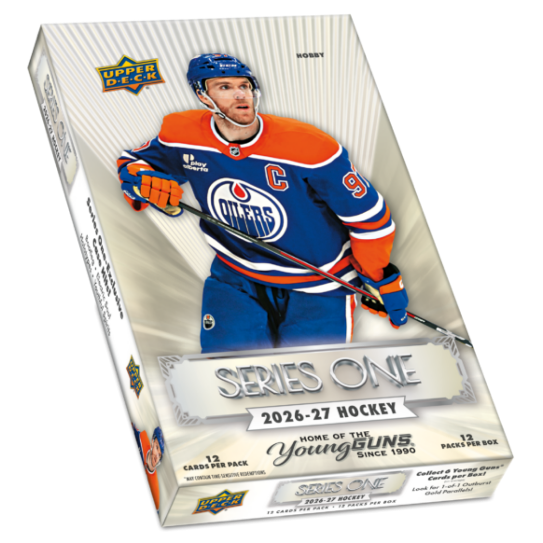 2026-27 Upper Deck Series One Hockey Hobby Box featuring Young Guns rookie cards and limited parallels.