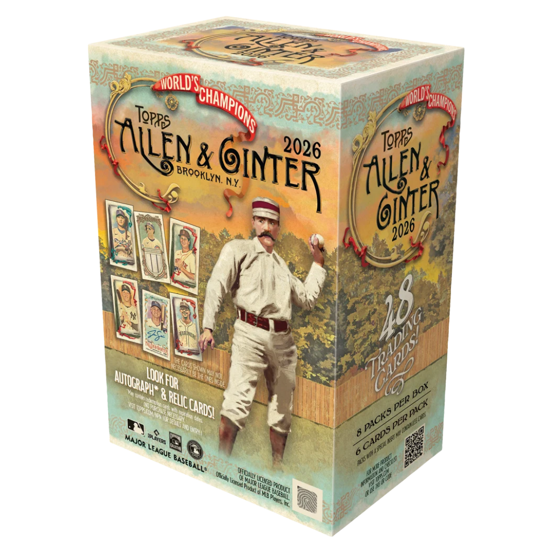 2026 Topps Allen & Ginter Baseball Value Blaster Box with 8 packs and retail-exclusive Gold Border Mini parallels.
