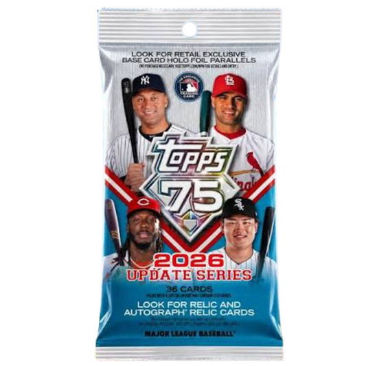 2026 Topps Baseball Update Series 75th Anniversary Fat Pack with 36 MLB trading cards