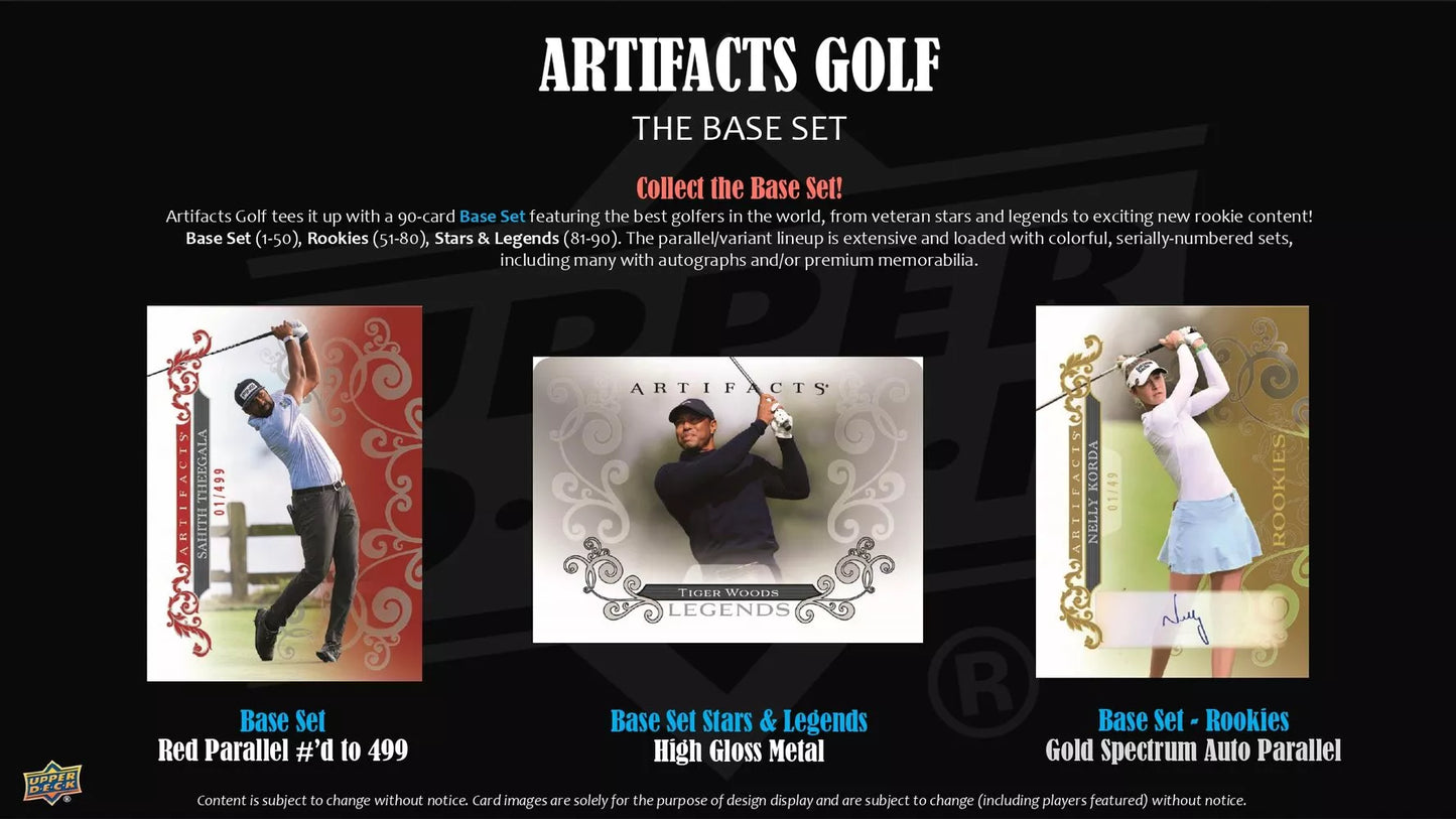 2026 Upper Deck Artifacts Golf Hobby Box with autographs, memorabilia cards and serial-numbered parallels