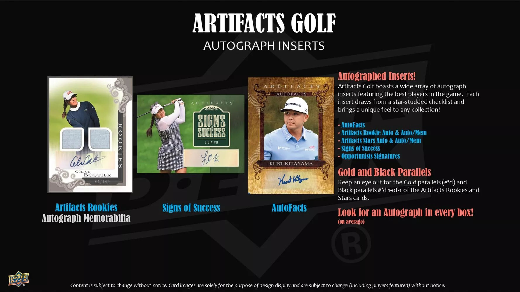 2026 Upper Deck Artifacts Golf Hobby Box with autographs, memorabilia cards and serial-numbered parallels