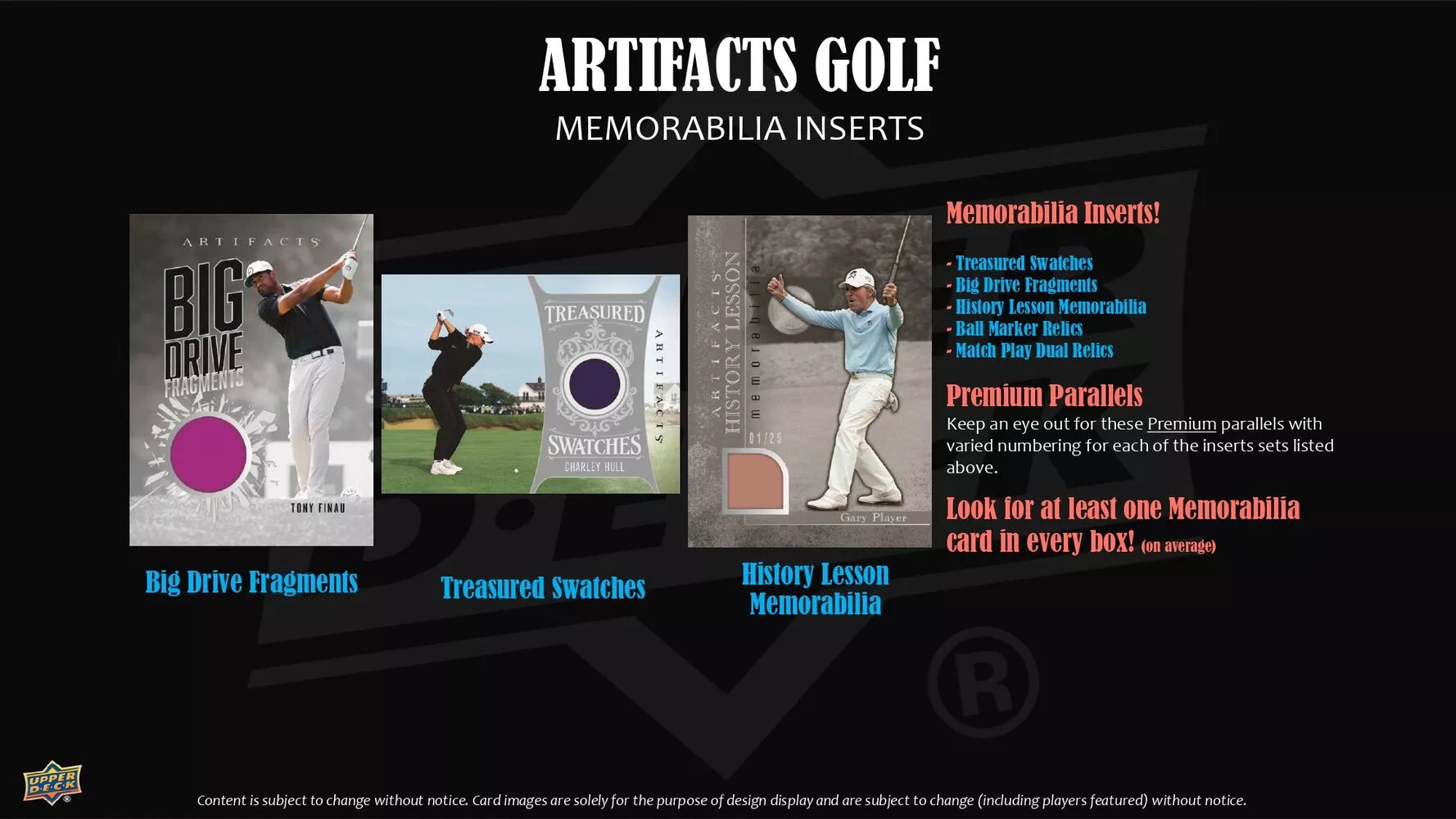 2026 Upper Deck Artifacts Golf Hobby Box with autographs, memorabilia cards and serial-numbered parallels