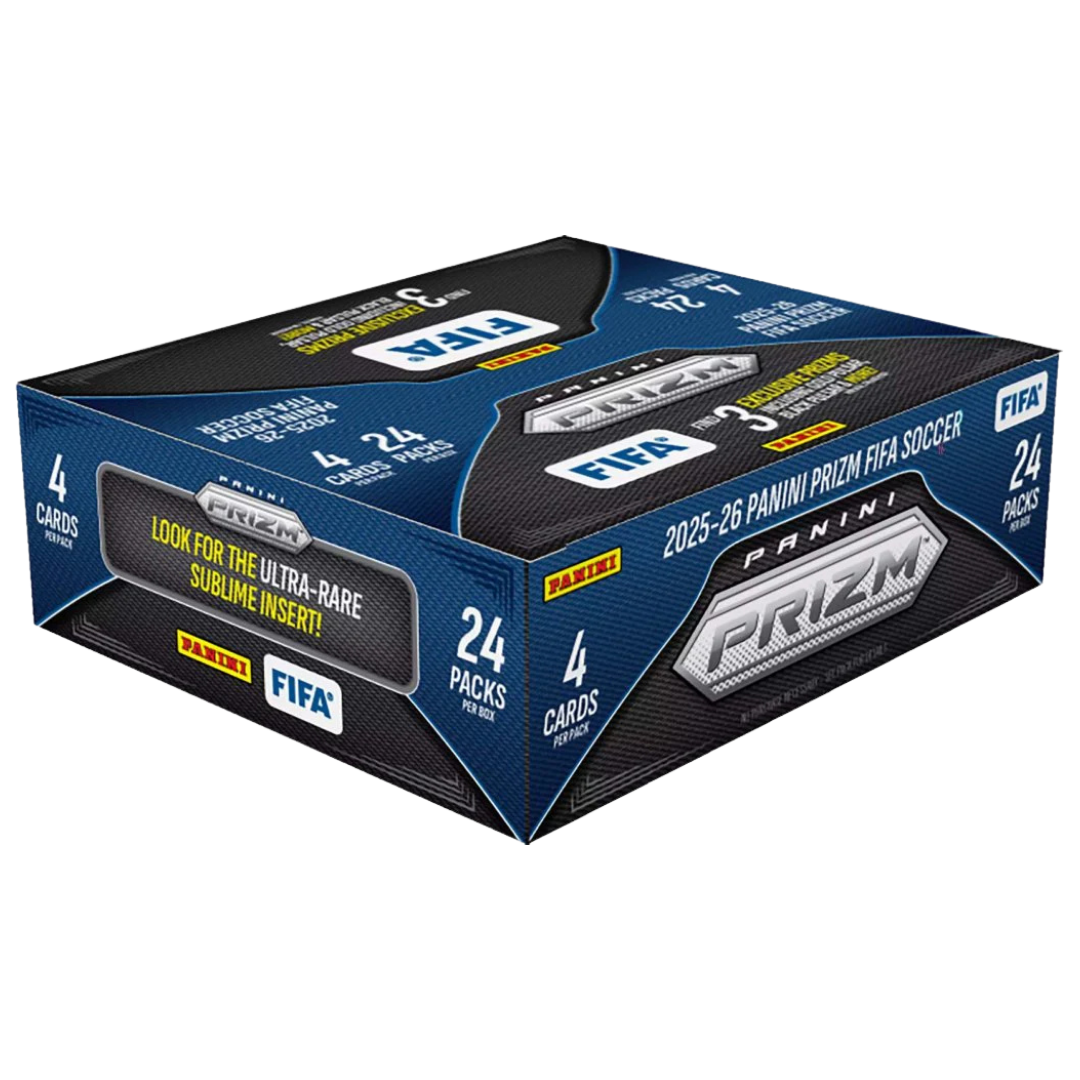 2026 Panini Prizm FIFA Soccer Counter Display retail box with 24 packs and exclusive Prizm parallels