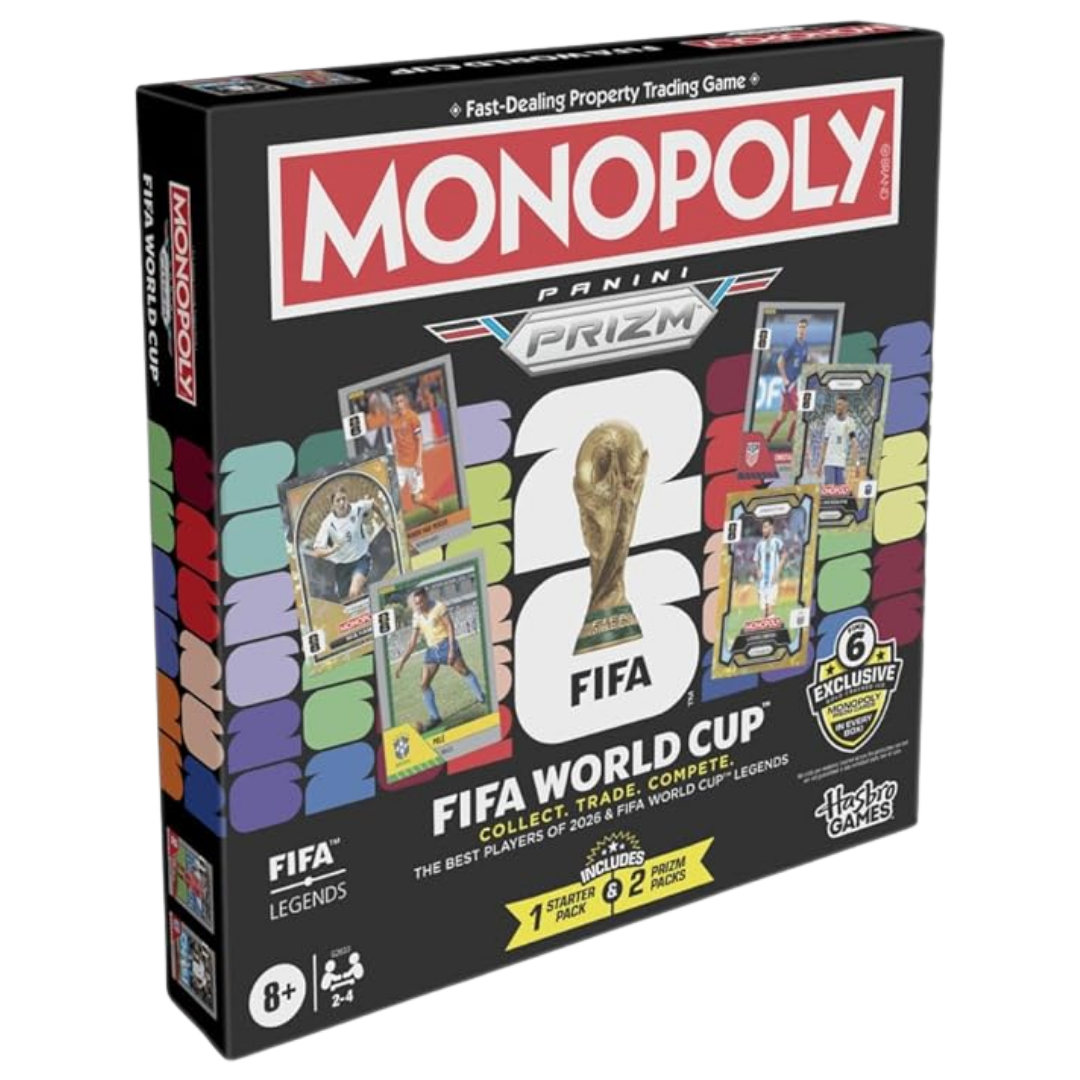2026 Panini Prizm Soccer Monopoly Game board game featuring Prizm styled soccer cards and Monopoly gameplay