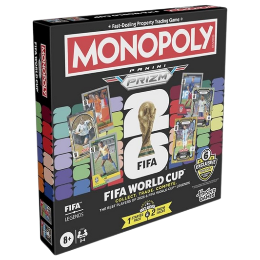 2026 Panini Prizm Soccer Monopoly Game board game featuring Prizm styled soccer cards and Monopoly gameplay