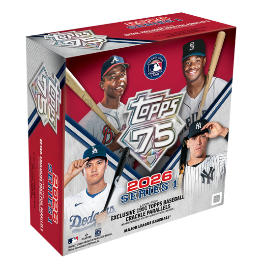 2026 Topps Baseball Series 1 Mega Box sealed MLB trading card box featuring flagship Topps baseball cards and rookie players