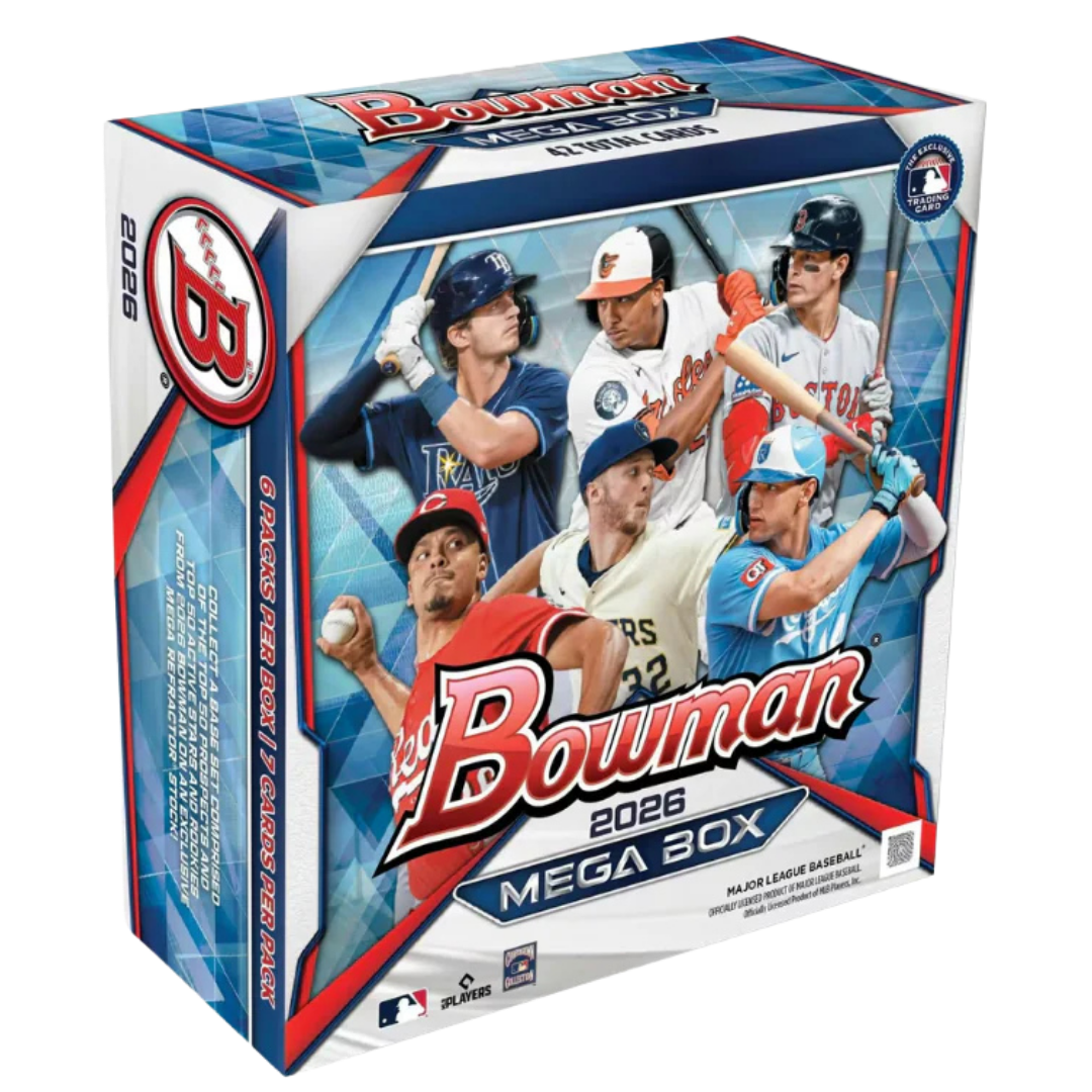 2026 Topps Bowman Baseball Mega Box with 1st Bowman prospects and Chrome baseball cards