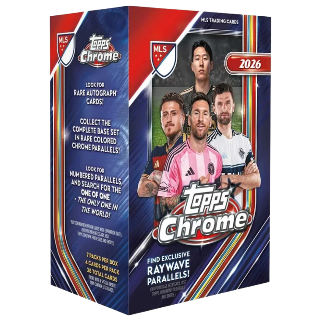 2026 Topps MLS Chrome Soccer Value Blaster Box with MLS stars Ray Wave parallels and Chrome inserts