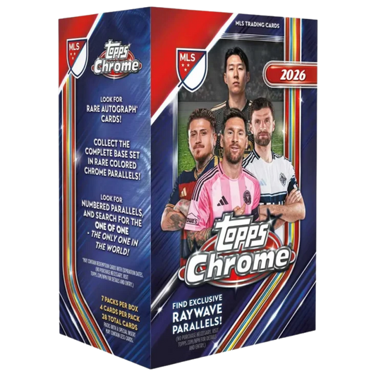 2026 Topps MLS Chrome Soccer Value Blaster Box with MLS stars Ray Wave parallels and Chrome inserts