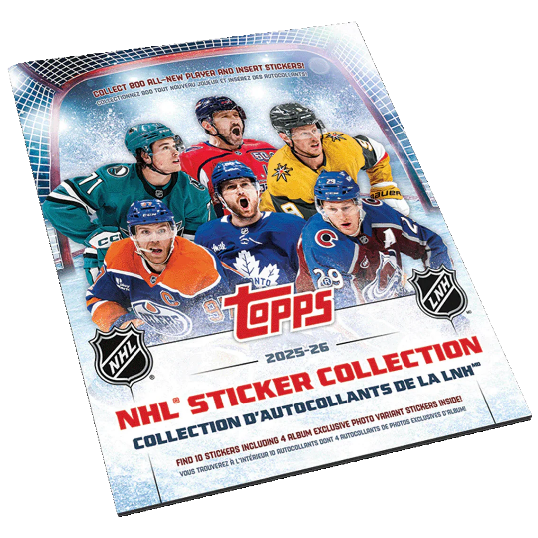 2026 Topps NHL Sticker Album featuring official NHL team pages and checklist layout