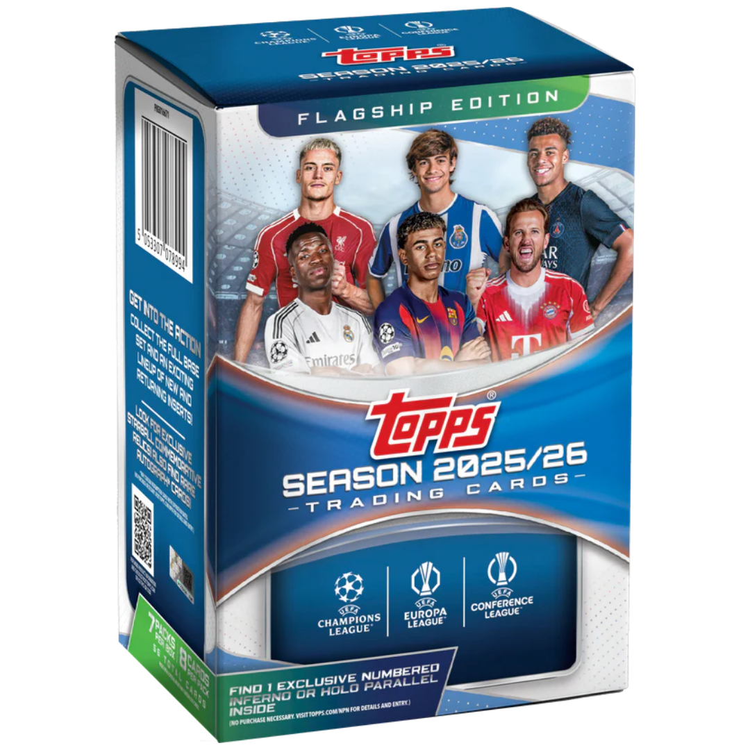 2026 Topps Soccer UEFA Club Competitions Value Blaster Box featuring European club football trading cards