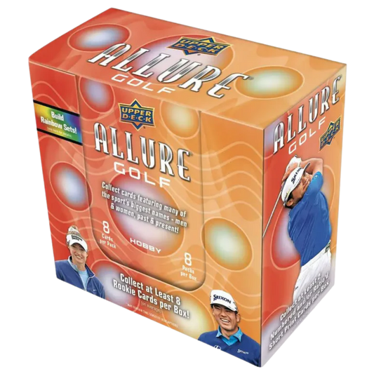 2026 Upper Deck Allure Golf Hobby Box chrome trading cards with rookies autographs and Color Flow parallels