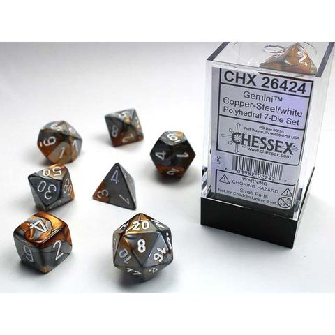 Chessex - 7PC - Gemini - Copper-Steel/White Numbers